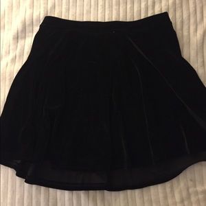 Black velour mini skirt